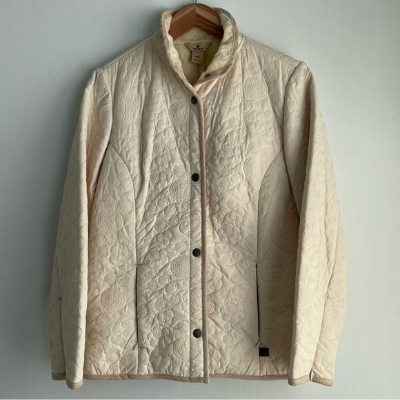 Woolrich field jacket embroidered swirl pattern cream soft lining sz Medium - Picture 6 of 13